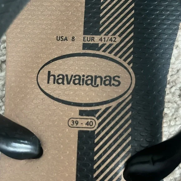 Havaianas Tan and Black Striped Flip Flops - Picture 2 of 3